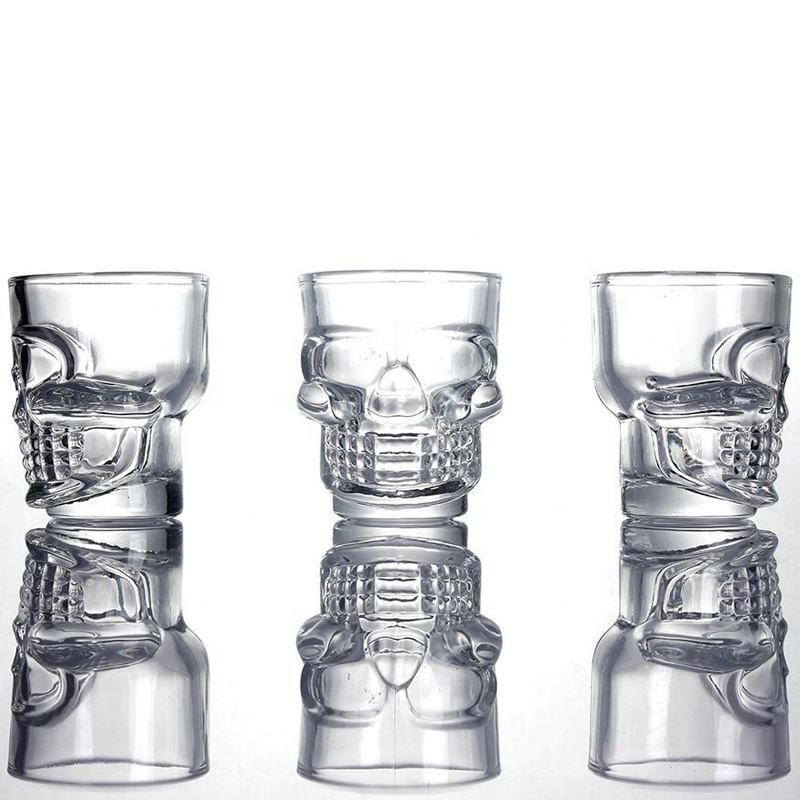 1.5 oz skull design liquor vodka alcohol shot glass