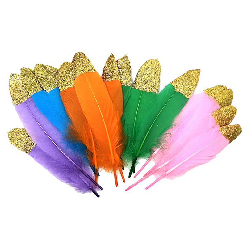 15-20 cm Dyed Gold Goose Tip Feathers