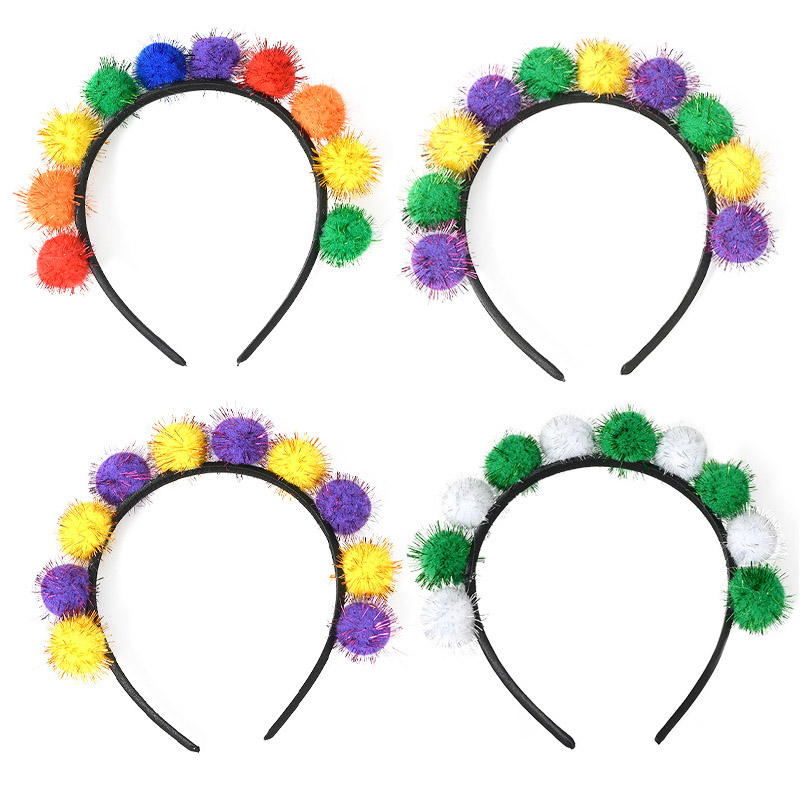 Carnival Holiday Glitter Fur Ball Headband