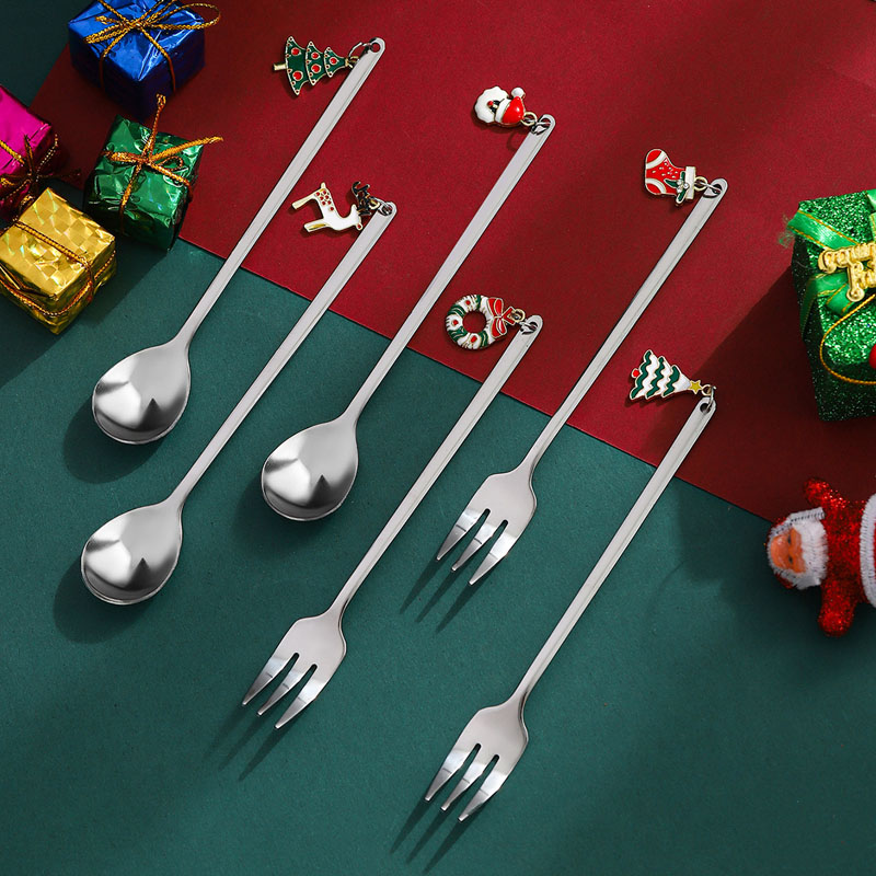 Cartoon Snowman Stainless Steel Spoon Set