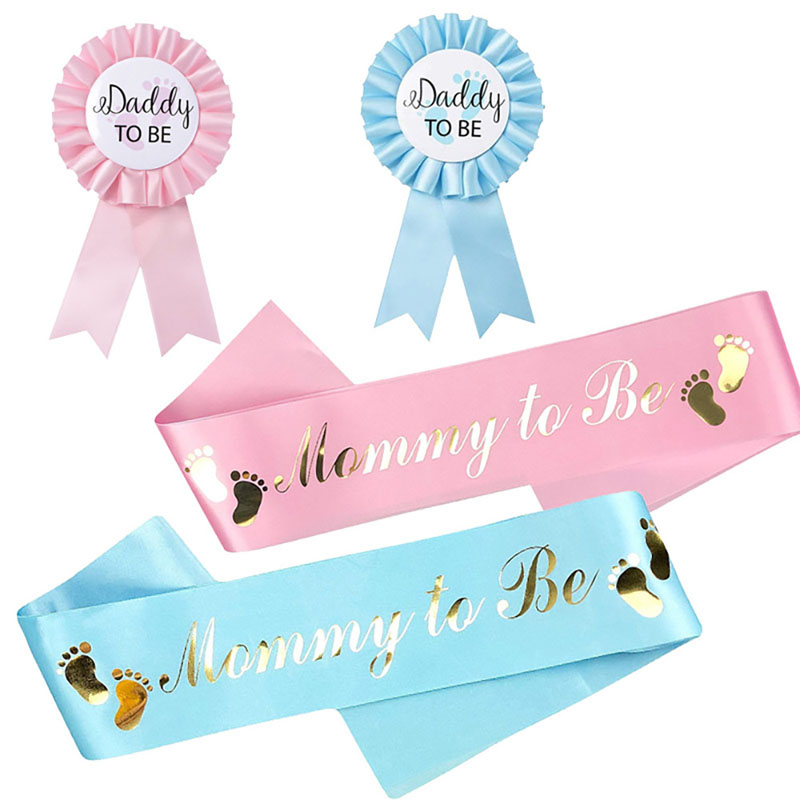 Baby Shower Daddy Mommy To Be Badge Set For Gender Reveals