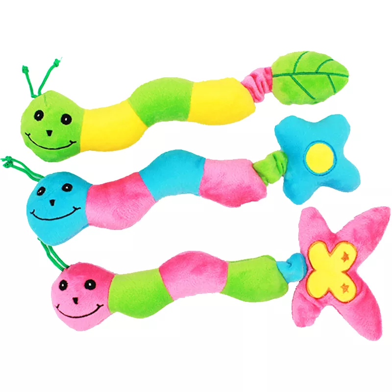 Colorful Caterpillar Squeaky Stuffed Plush Dog Toy