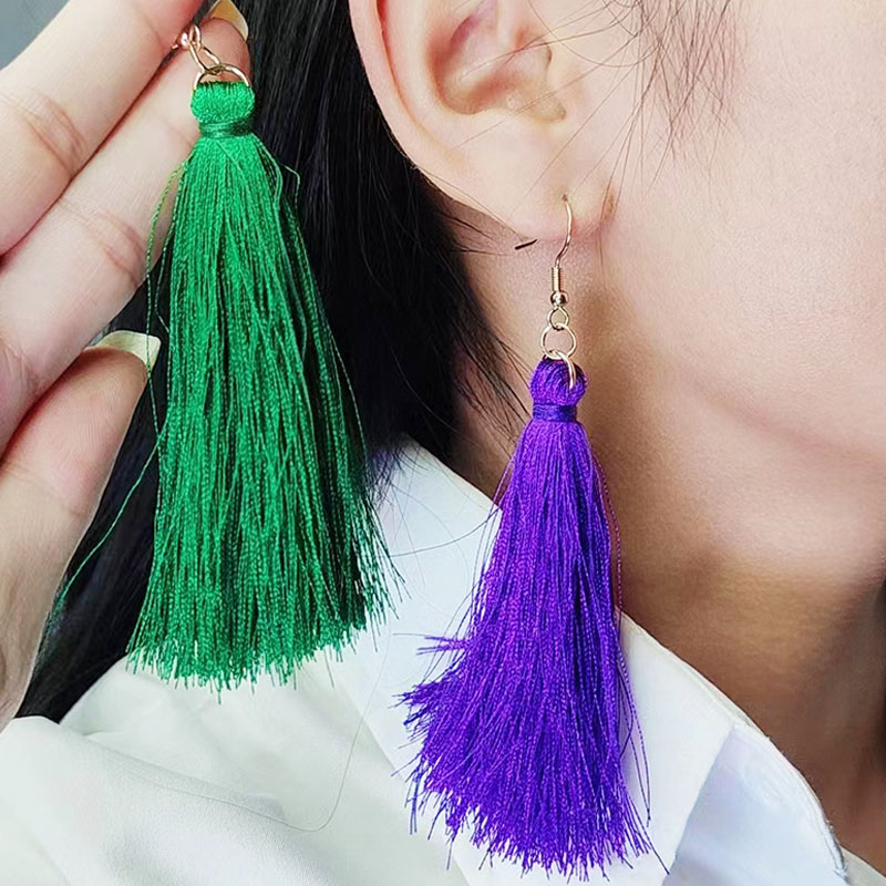 Colorful Long Tassel Earrings For Carnival Party