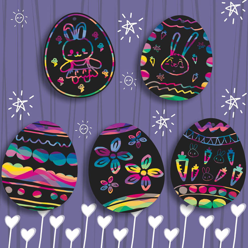 DIY Drawing Easter Egg Color Scratch Paper Painting Sets