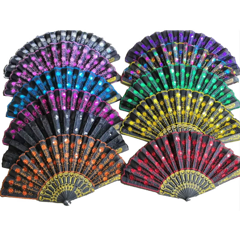 Embroidered Hand Held Plastic Folding Hand Fan