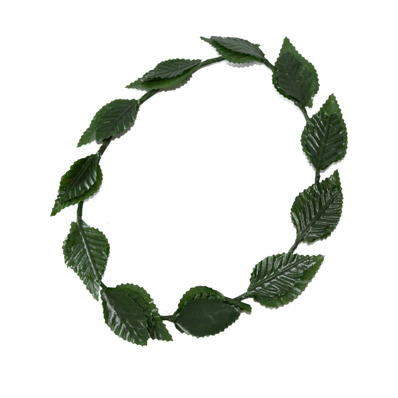 Gold Plastic Green Leaf Headband