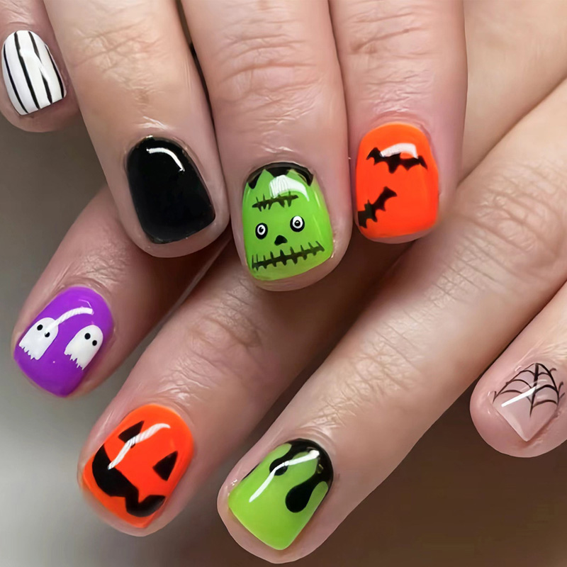 Halloween Bats&spider web false nails