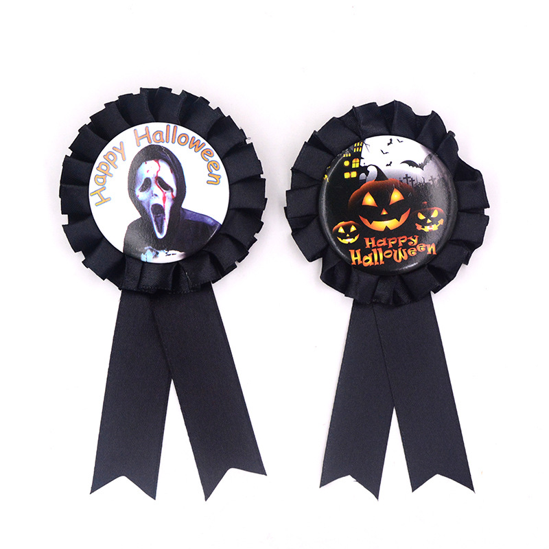 Halloween Ribbon Flower Rosette Badge