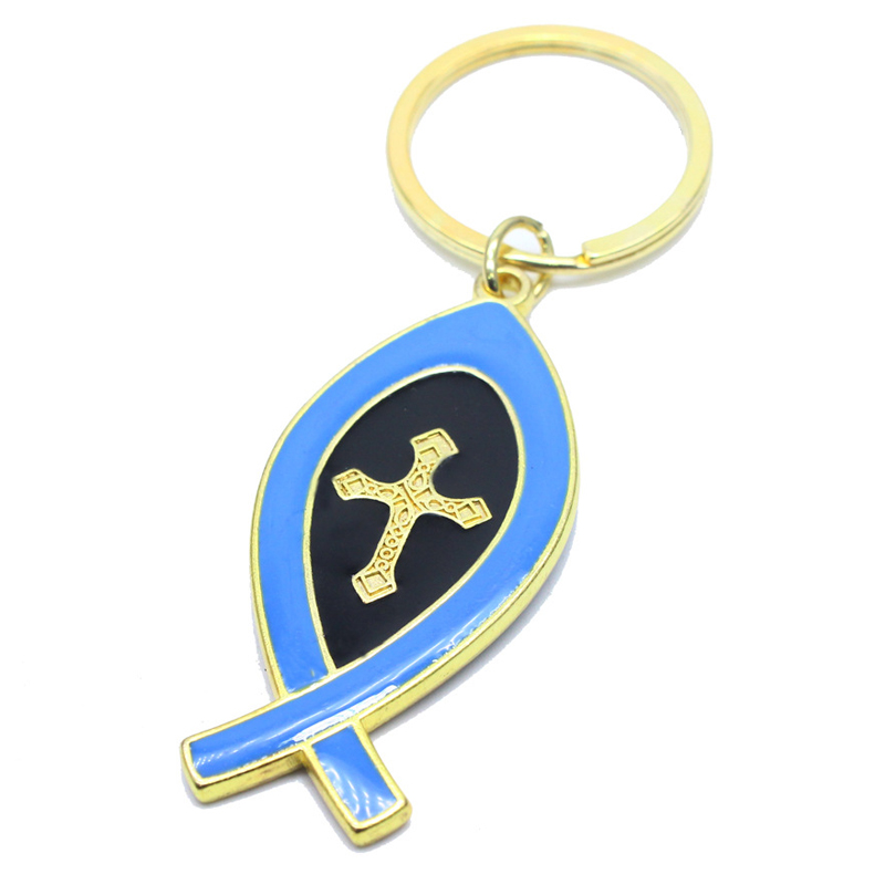 Israeli JERUSALEM fish-shaped cross key chain