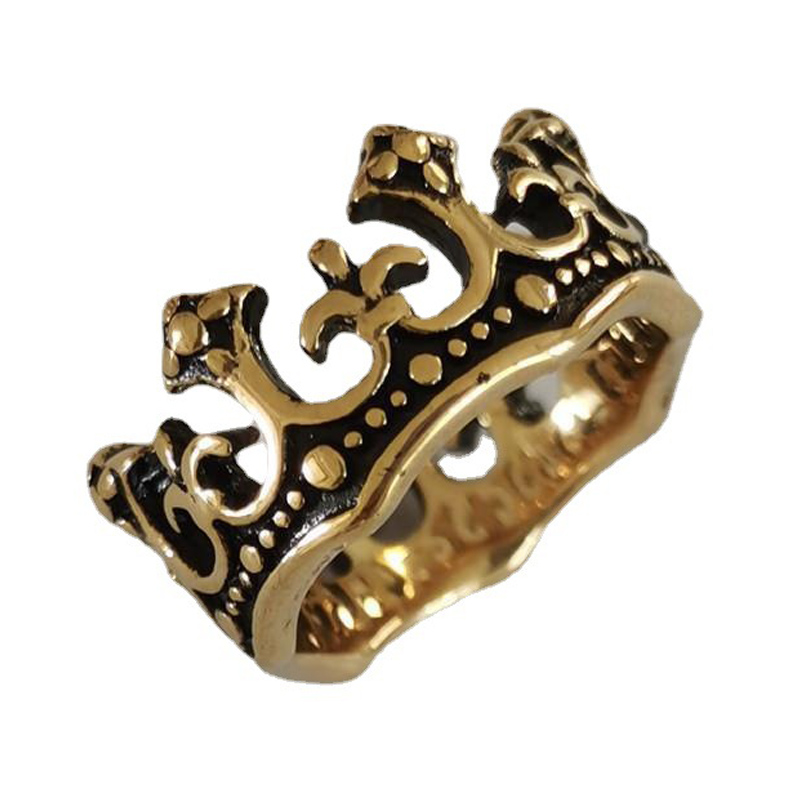 Jewelry Vintage Stainless Steel Hollow Crown King Shape Rings