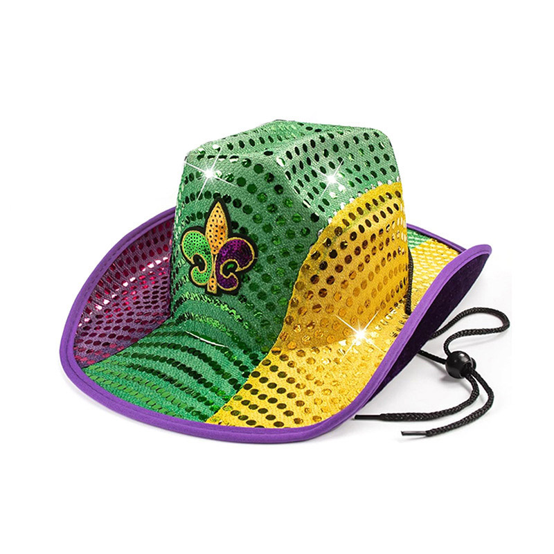 Mardi Gras Sequin Cowboy Hat