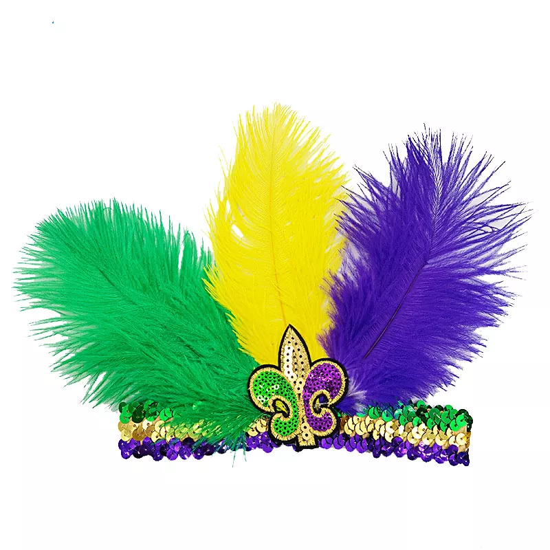 Mardi Gras Women's Feather Headband