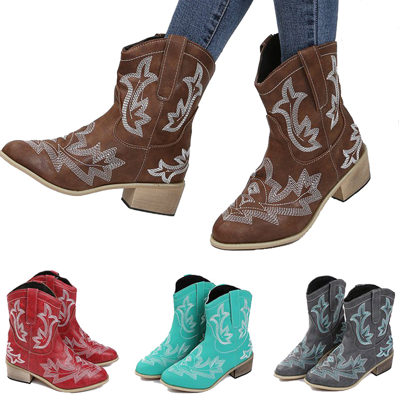 Retro-pointed Embroidered Cowboy Boots