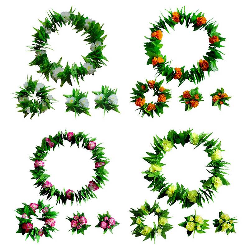 Party Green Leaf Flower Wreath 4 Pieces