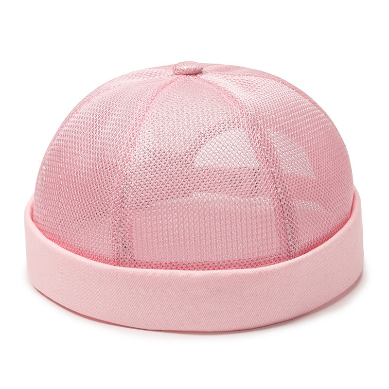 Pink Blank Mesh Brimless Skull Baseball Cap