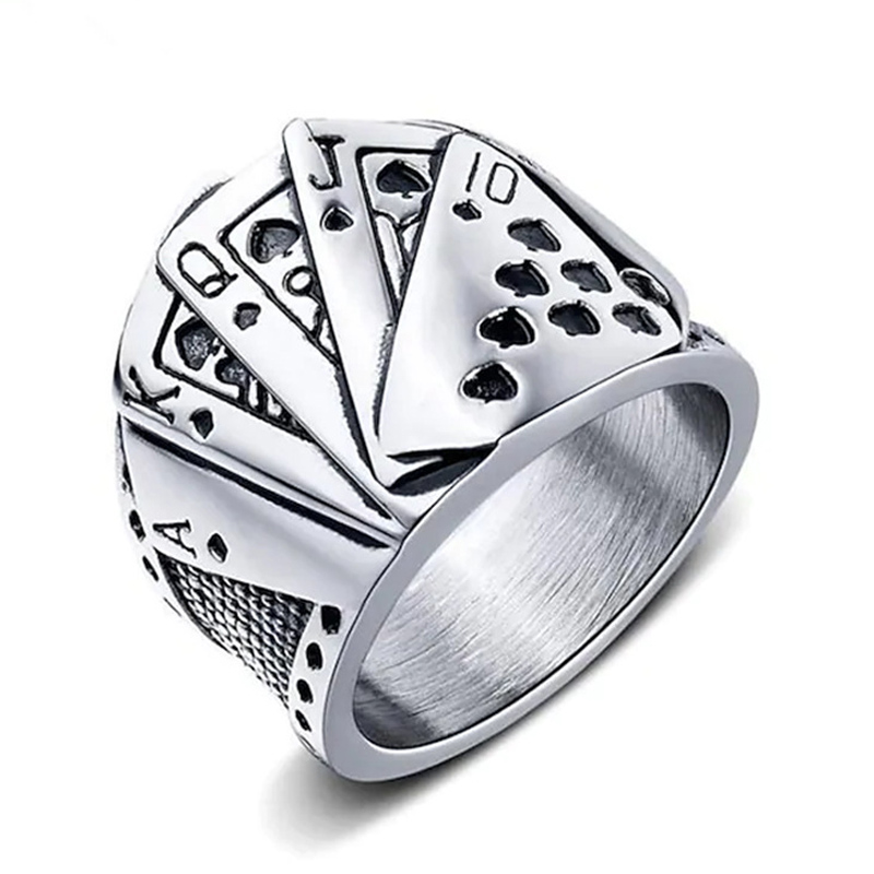 Poker Men's Titanium Steel Ring