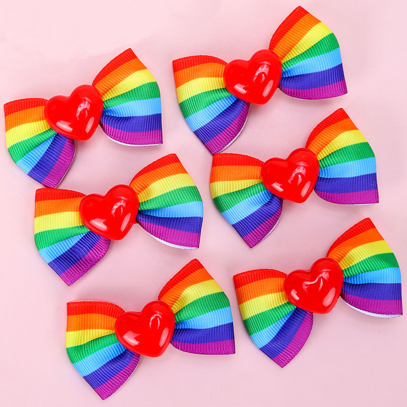 Rainbow Hair Bow Clips