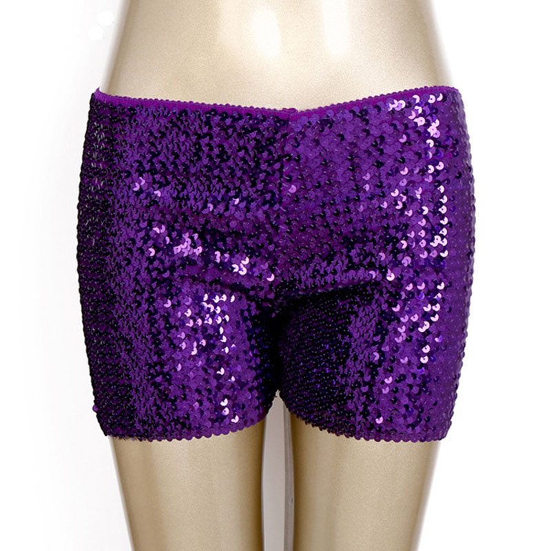 Shiny Sequins Solid Color Dance Shorts