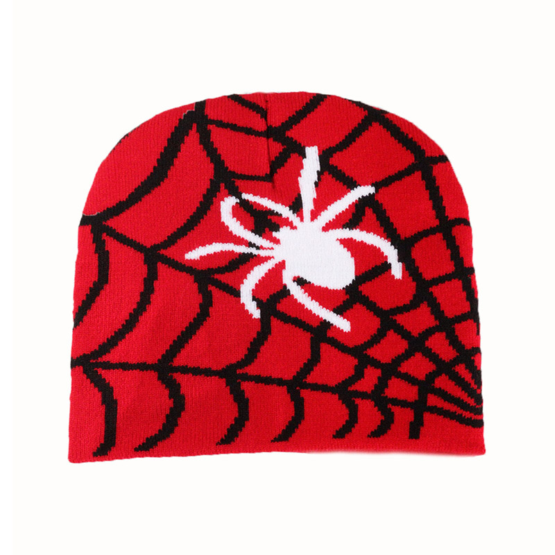 Spider Web Pattern Knit Skully Cap