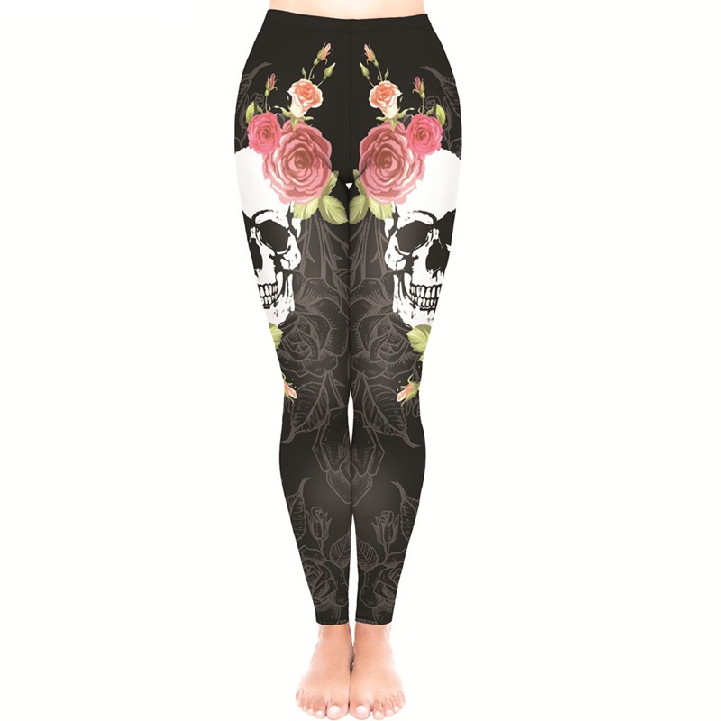 Women’s Sports Pants with Skull Seamless Printed Leggings