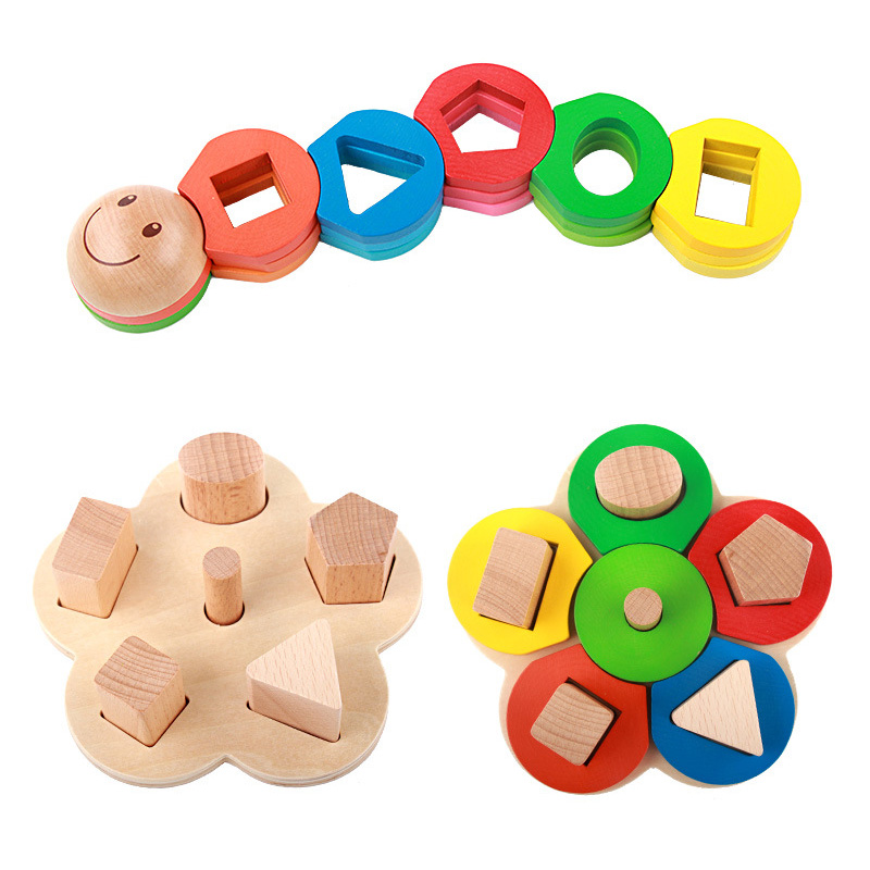 Wooden Castle Puzzle Flowers Shape Sorter Toys